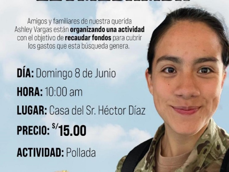 En Amazonas. Familia de Ashley Vargas organiza actividad para recaudar fondos y seguir buscando a la piloto